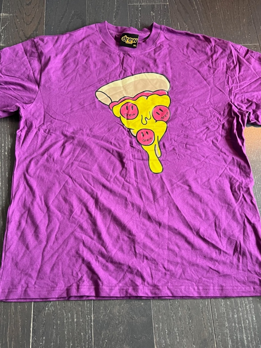 Drew House XLARGE Pizza Slice Adult Purple Graphic T Shirt Streetwear